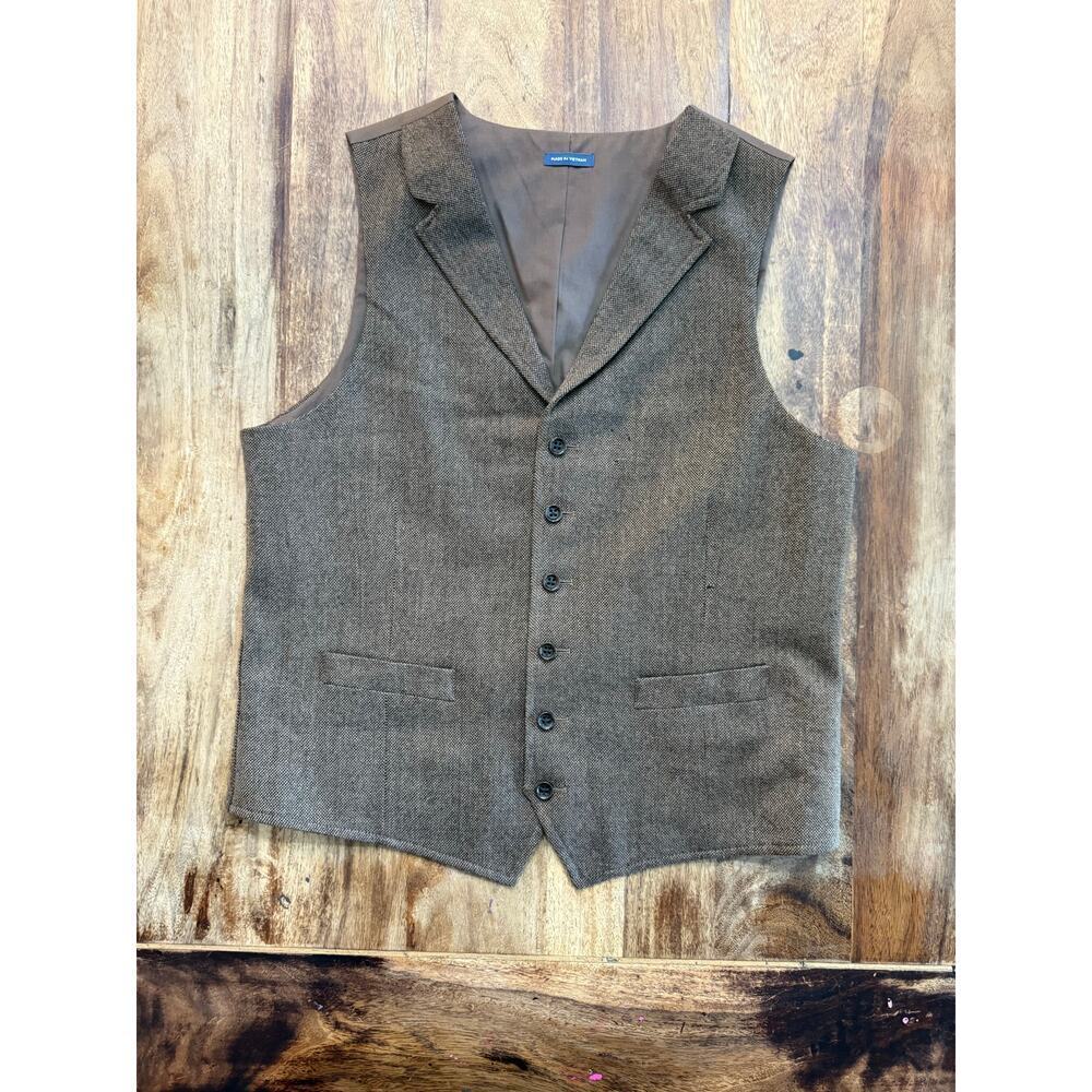 Stafford Men's Tailored Culture 100% Wool Classic Fit Button Front Vest Size M